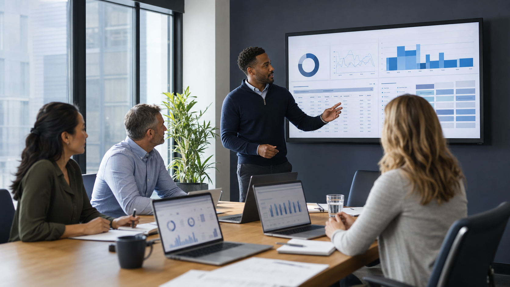 B2B revenue team reviewing pipeline and growth dashboards